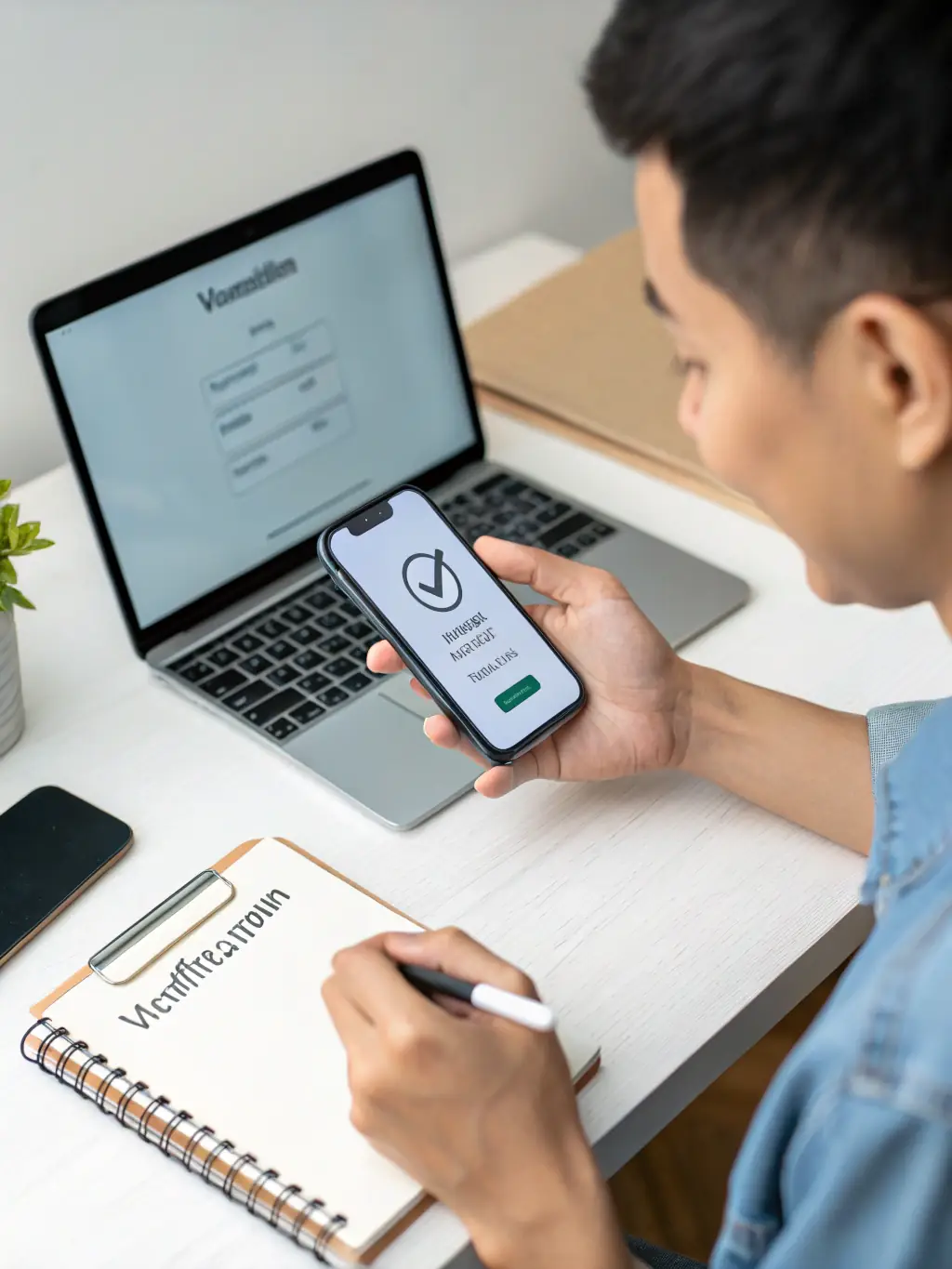 A visual representation of multi-factor authentication (MFA) in action, showing a user verifying their identity through a mobile device to prevent account hijacking and phishing attacks.